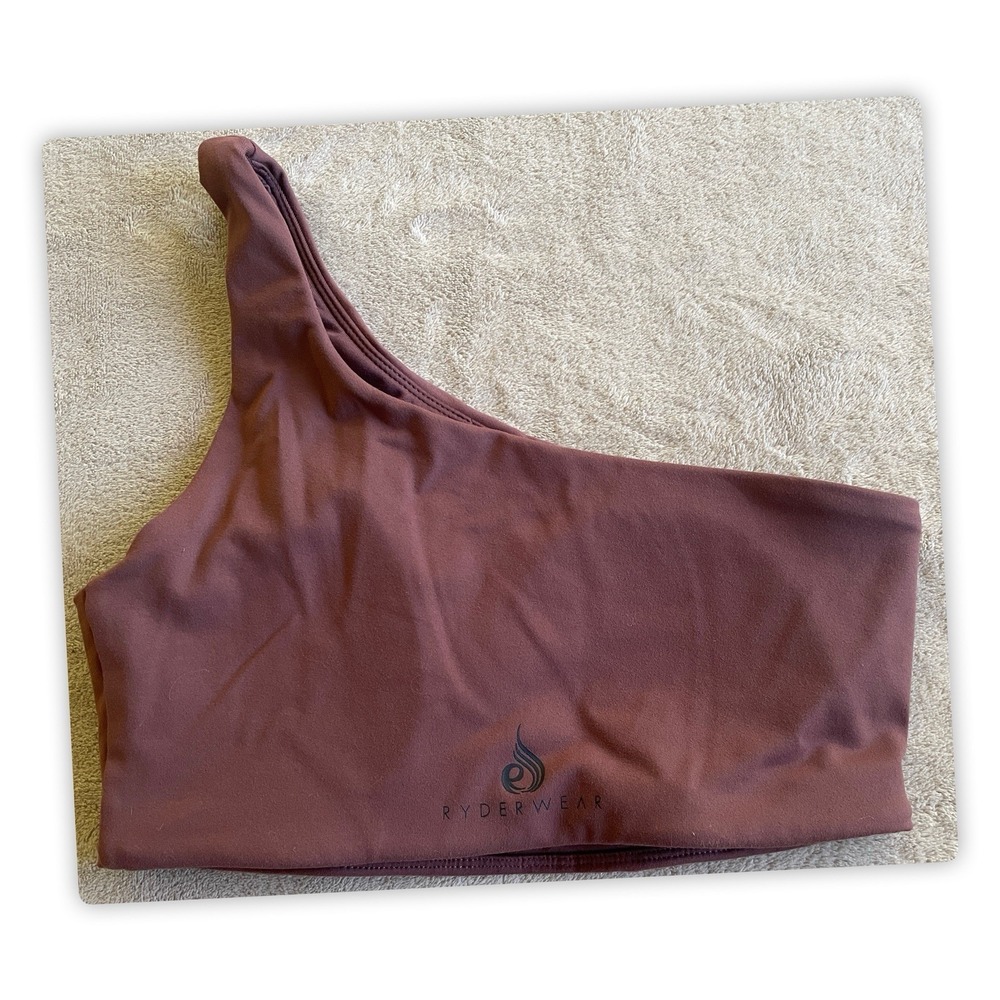Ryderwear One Shoulder Sports Bra Brown Asymmetrical Gym Yoga Activewear